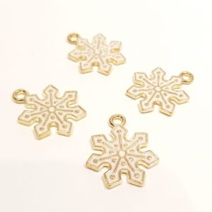 snowflake white enamel base metal charm