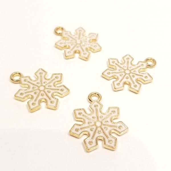 snowflake white enamel base metal charm