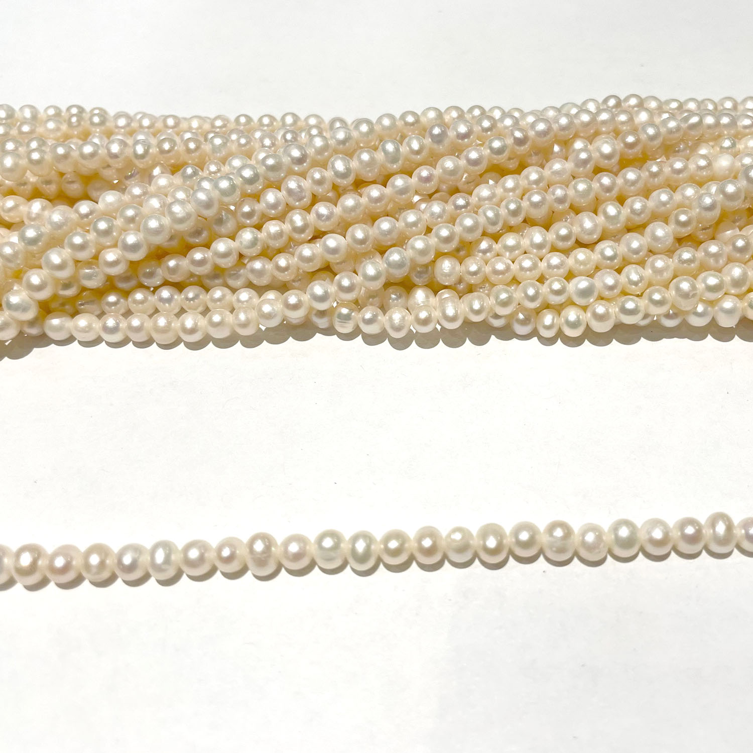 3-4mm AA+ Natural White Potato Button Seed Freshwater Pearl Beads Natural  White Pearls Natural Genuine Freshwater Small Tiny Pearl PB1226