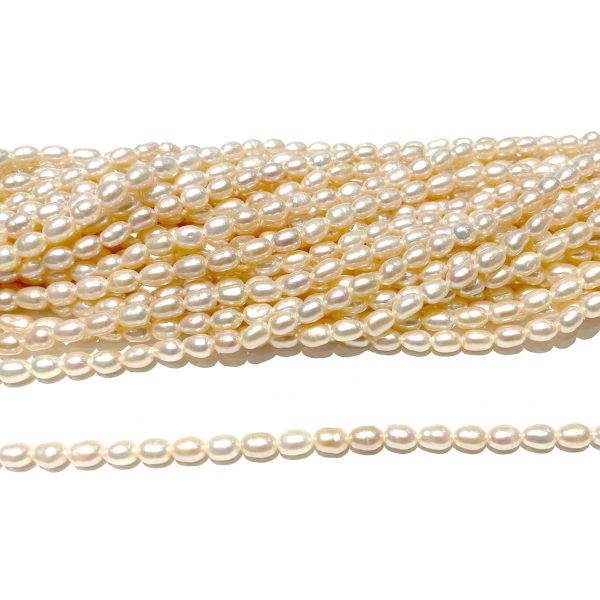 4mm x 5mm cream rice pearl strand
