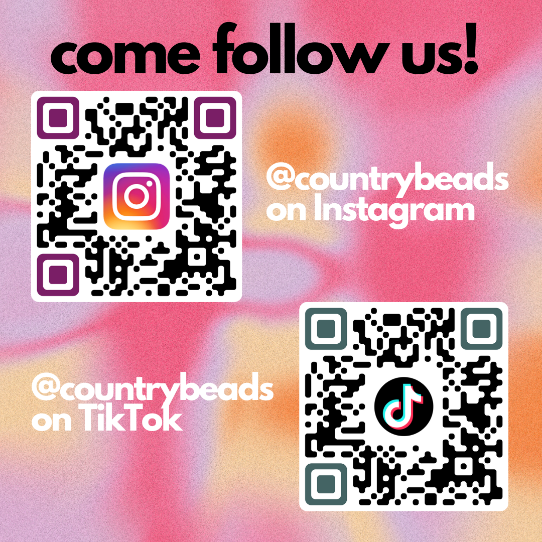 QR codes for country beads instagram @countrybeads & Country Beads Tik Tok @countrybeads